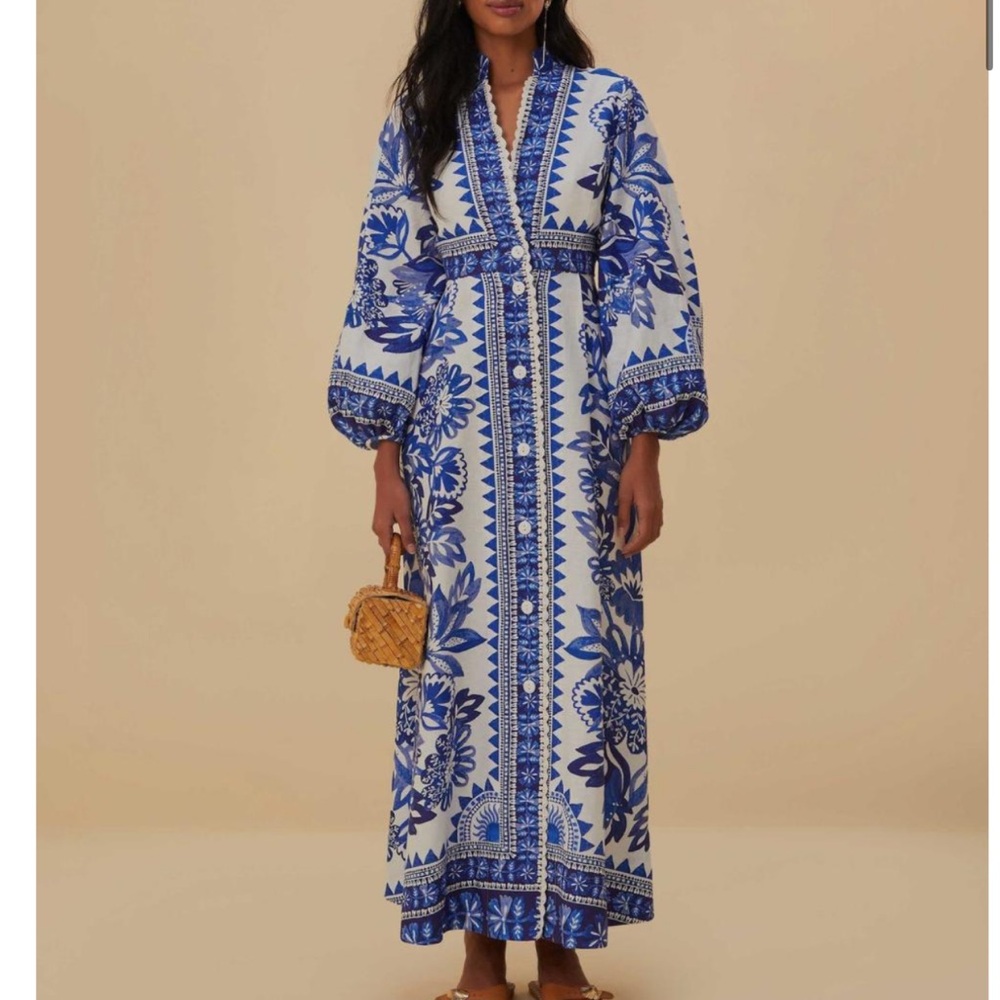 Farm Rio Offwhite Flora Tapestry Maxi Dress